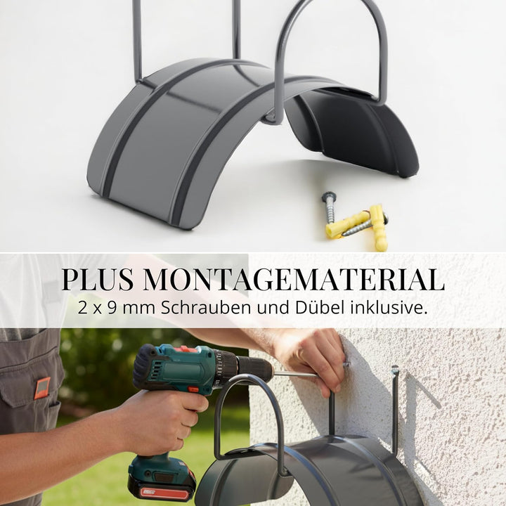 Livlig53 Gartenschlauch Halterung für 1/2 Zoll Schläuche bis 30m aus verzinktem Stahl, Wandhalterung
