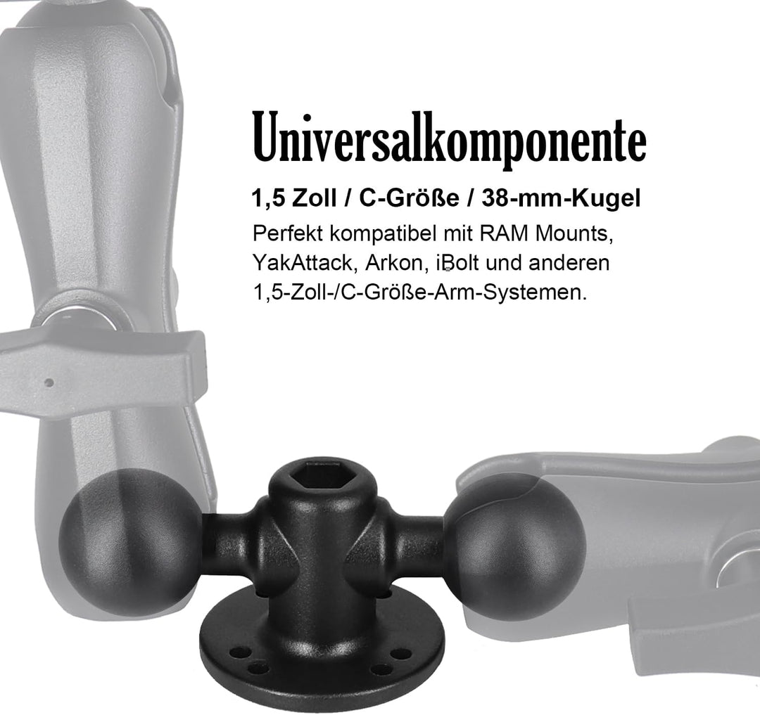 1,5 Zoll Dual Kugelhalterung Aluminiumlegierung, C-Grösse 38mm Doppel Kugel Basis mit AMPS Lochmuste