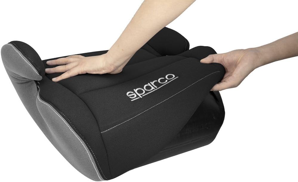 Sparco Kinderautositz-Erhöhung Schwarz und Grau i-Size. Neue Europäische Norm 2024 ECE 129/03. 125-1