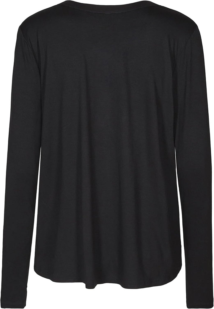 KAFFE Langarm-Bluse Kacalina Damen Bluse Langarm Casual Basic Shirt V-Ausschnitt 34 Black Deep, 34 B