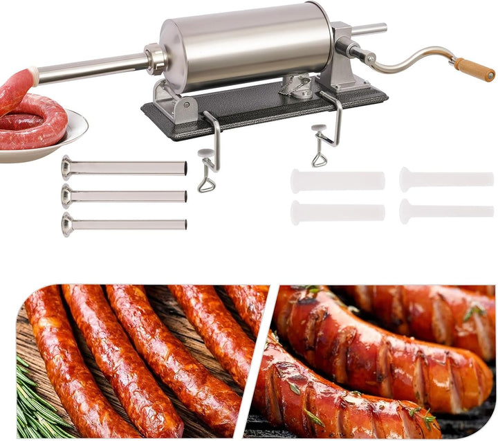4L Wurstfüller aus Edelstahl – Manuelle Wurstfüllmaschine mit Tischklemme, Wurstpresse für Küche &amp; R