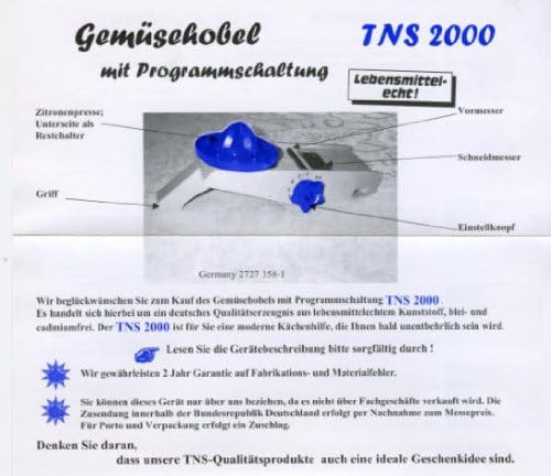 ORIGINAL TNS 2000 GEMÜSEHOBEL ALL IN ONE MADE IN GERMANY FARBE ORANGE Orange-blau, Orange-blau