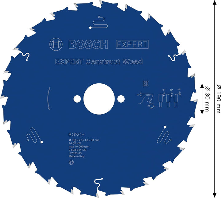 Bosch Professional 1x Kreissägeblatt Expert for Construct Wood (Holz, Sägeblatt Ø 190 x 30 x 2 mm, 2