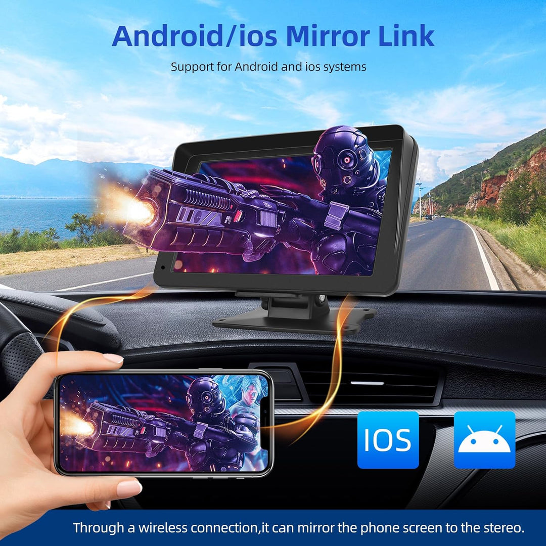 Podofo Wireless Apple Carplay Android Auto Autoradio Tragbares mit 7 Zoll HD Touchscreen Auto Stereo