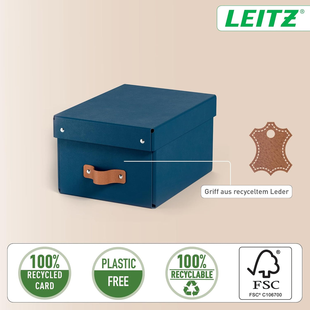 Leitz Puro Aufbewahrungsbox mit Deckel, Klein, 2er-Set, stapelbar, 7 L, Organizer-Box für Regale und