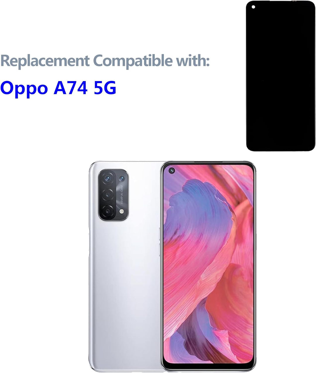 swark TFT Kompatibel mit Oppo A74 4G CHP2219 (not fits for Oppo A74 5G) (Schwarz ohne Rahmen) LCD Di