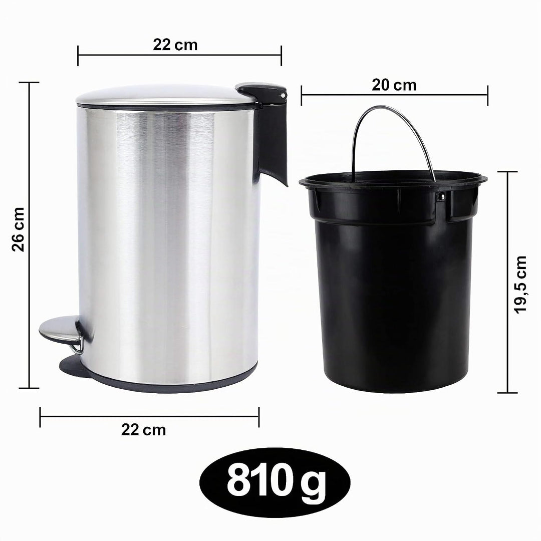 BADIONA Kosmetikeimer 5l Edelstahl mit Absenkautomatik | Badezimmer Mülleimer klein | Mini Mülleimer