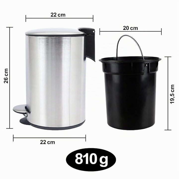 BADIONA Kosmetikeimer 5l Edelstahl mit Absenkautomatik | Badezimmer Mülleimer klein | Mini Mülleimer