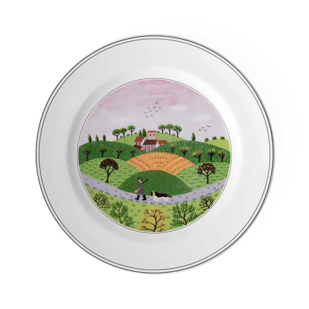 Villeroy und Boch Design Naif Speiseteller Jäger, Premium Porzellan Speiseteller 27 cm Jaeger, Speis