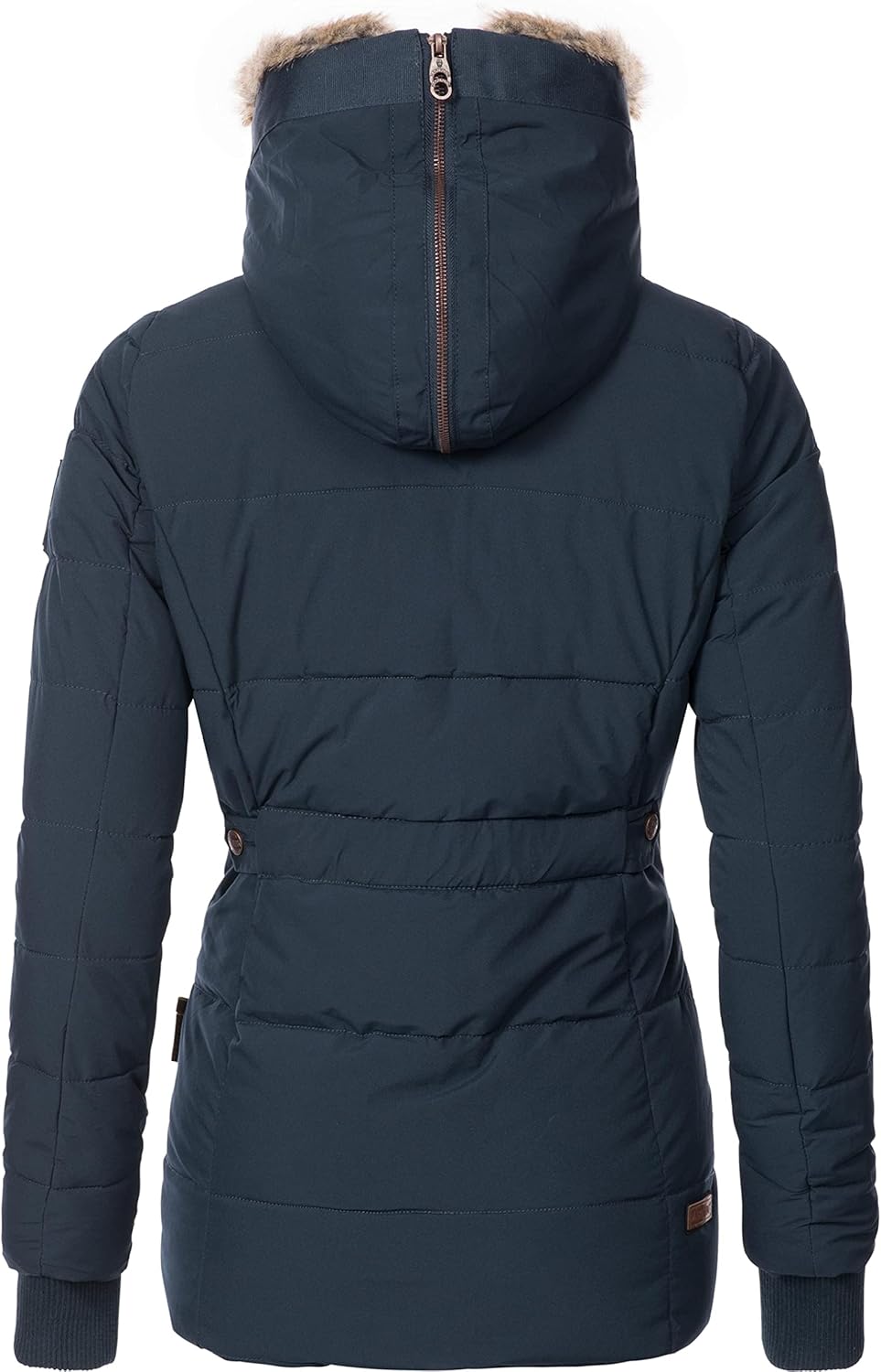 MARIKOO Damen Winterjacke warme Steppjacke mit Kunstfell Innenfutter Nekoo XS-3XL S Blau, S Blau