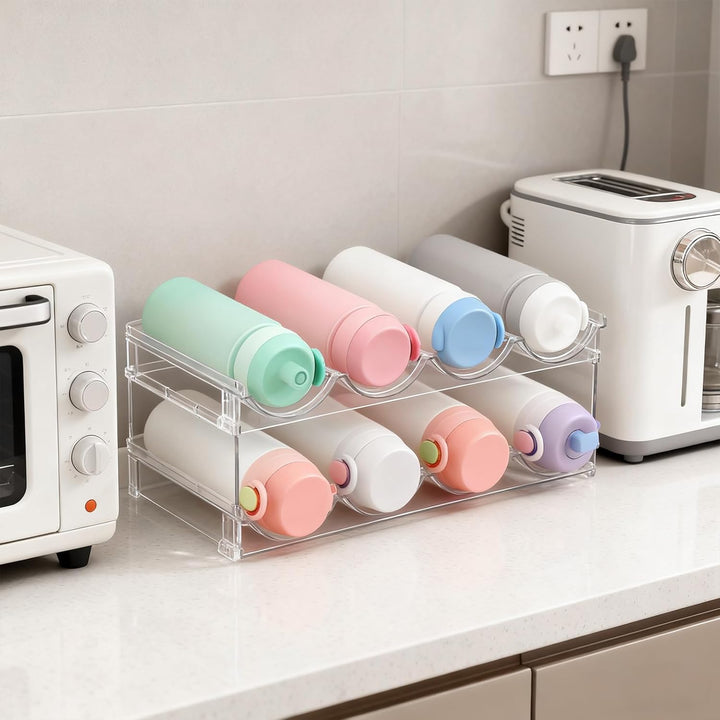 YOUXIU Flaschenregal Kühlschrank Flaschen Organizer,Weinregal Stapelbar,Dosenregal,Transparenter Fla