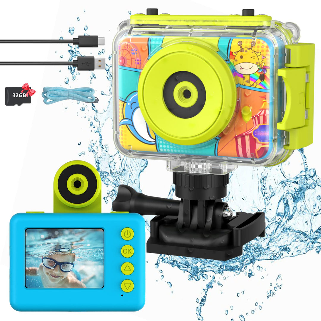 Ushining Kinderkamera wasserdichte Kamera für Kinder, HD 1080P Digitalkamera Videokamera Selfie Kame