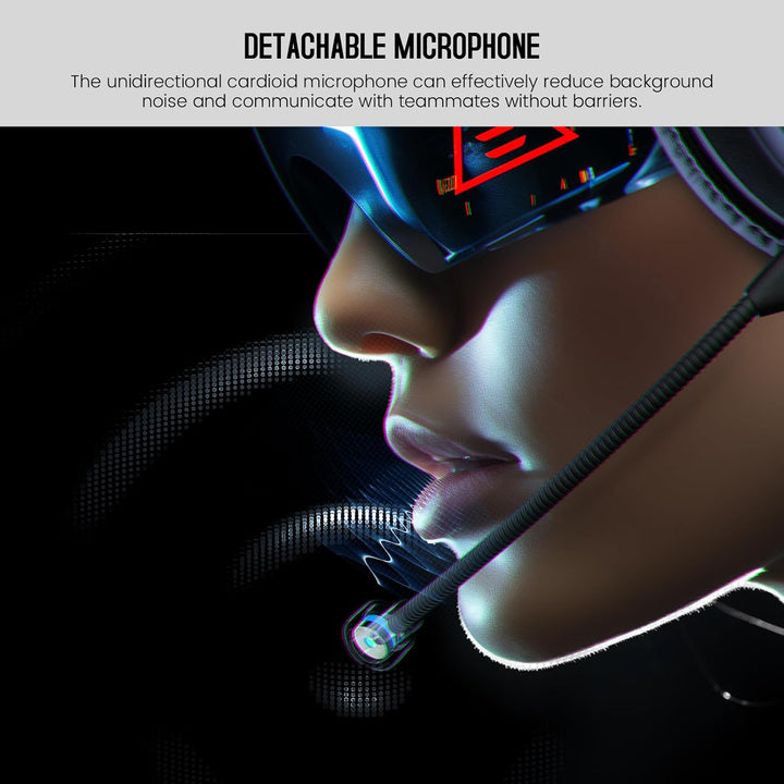EKSA Gaming Headset, PC Headset mit Abnehmbar Mikrofon mit Geräuschunterdrückung, 3D Surround Sound