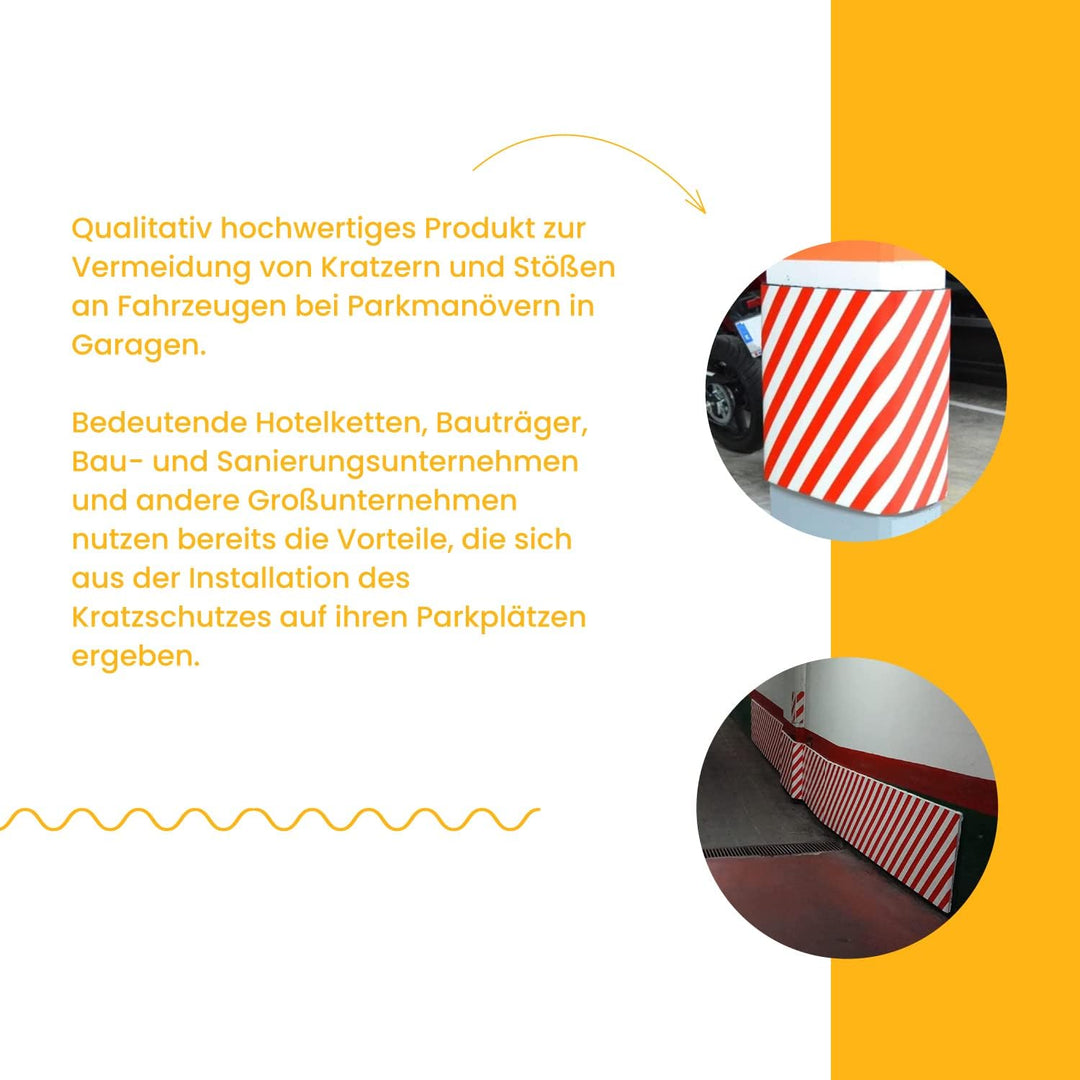 PARKING FACIL | Garagensäulenschutz | Rote und weisse Farbe | Länge 100cm| Höhe 70cm | Dicke: 2cm |