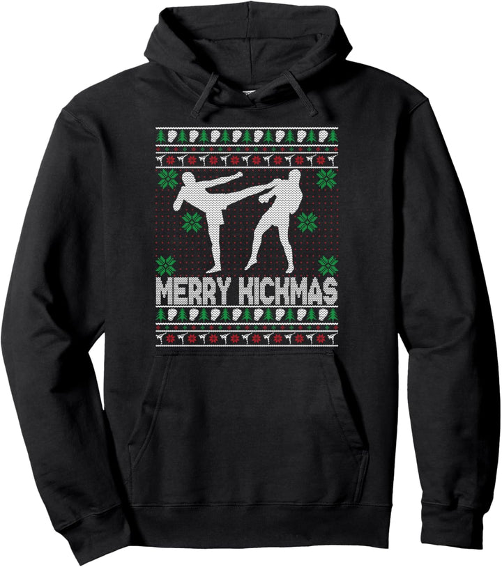 Merry Kickmas Taekwondo Funny Christmas Kickboxing Pullover Hoodie
