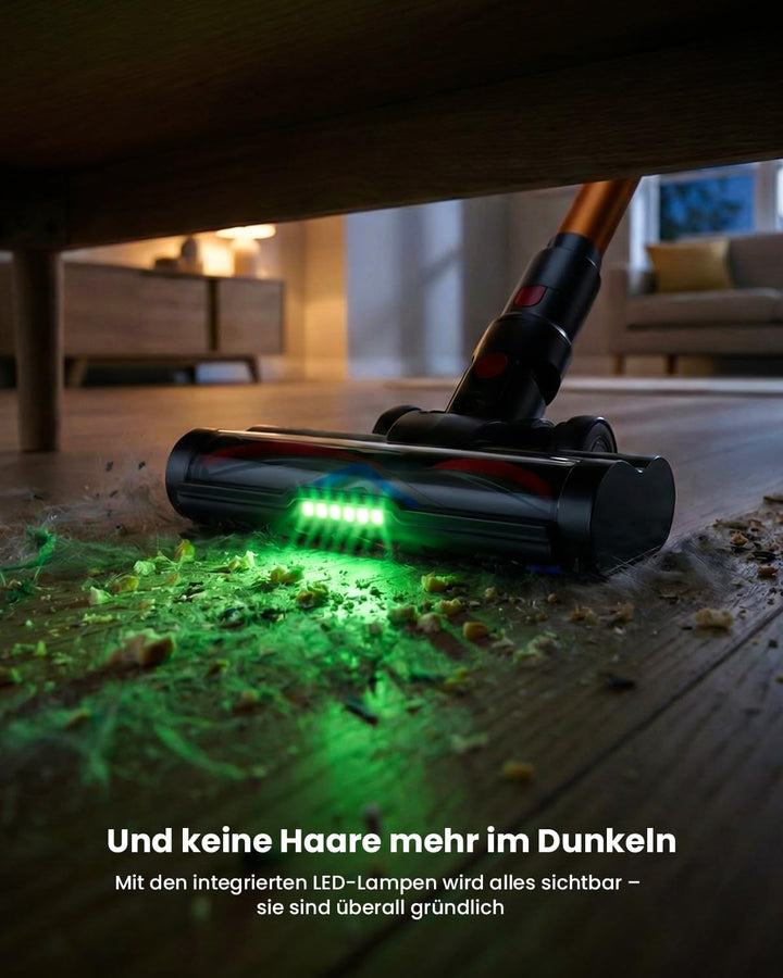 Akku Staubsauger Kabellos 600W 50KPA 70Min,1,8L Staubsauger Kabellos mit Display, Selbststehend mit