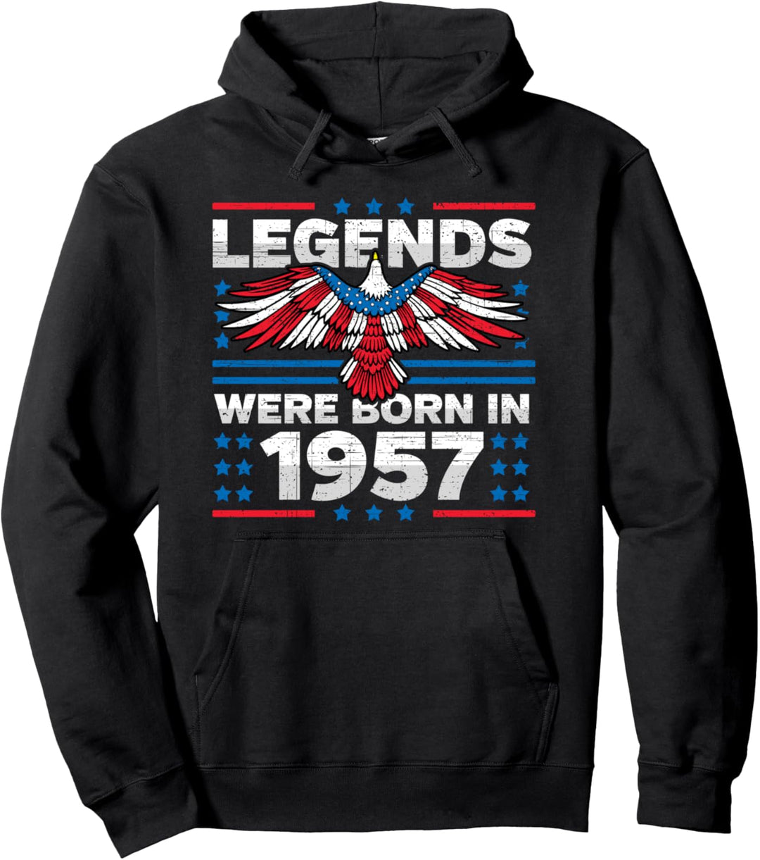 Legends Were Born in 1957 Patriotic Birthday Pullover Hoodie