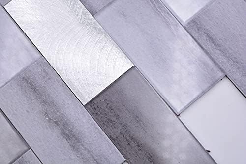 Mosaikfliese Selbstklebende Mosaike Vinyl Zementoptik Mix grau Subway Küche MOS200-5S59_f