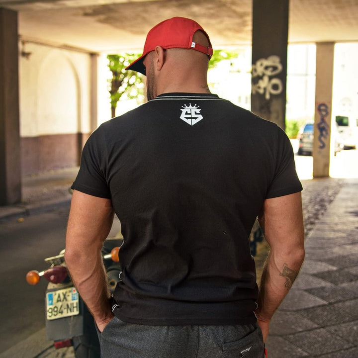 Männer T-Shirt EL-1005 Rundhals Baumwoll Shirt M Schwarz, M Schwarz