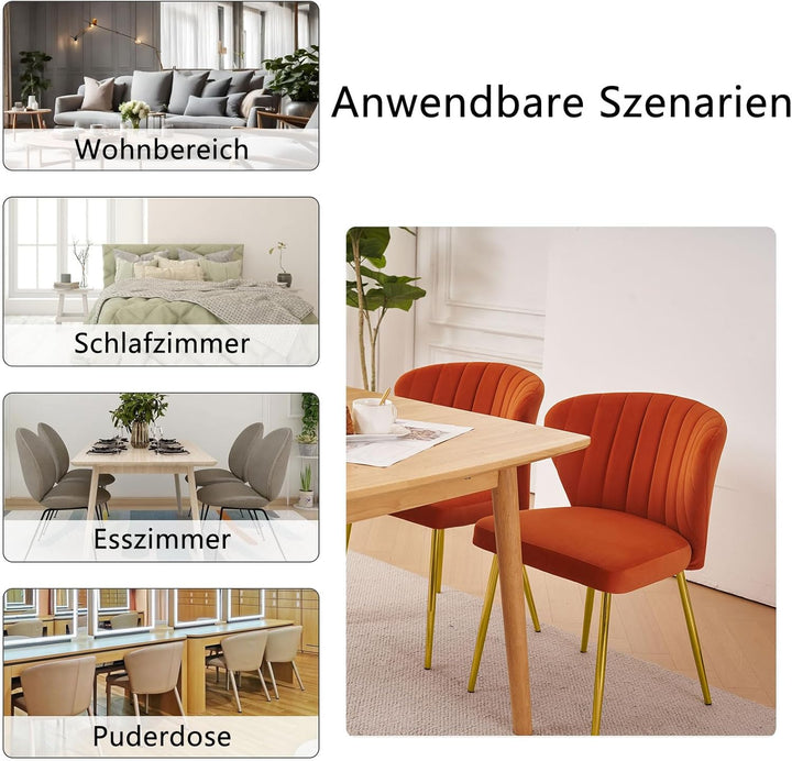 Sepnine® Esszimmerstühle Samt 4er Set, Moderner Küchenstuhl, Polsterstuhl Esszimmer, Ergonomischer E