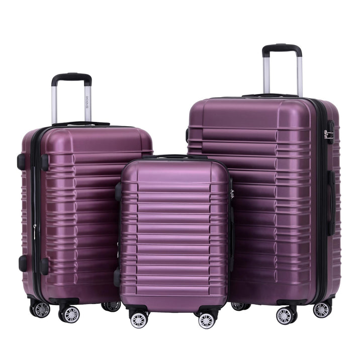 BEIBYE Zwillingsrollen Reisekoffer Koffer Trolleys Hartschale M-L-XL-Set (Violett, Set) Violett M+L+
