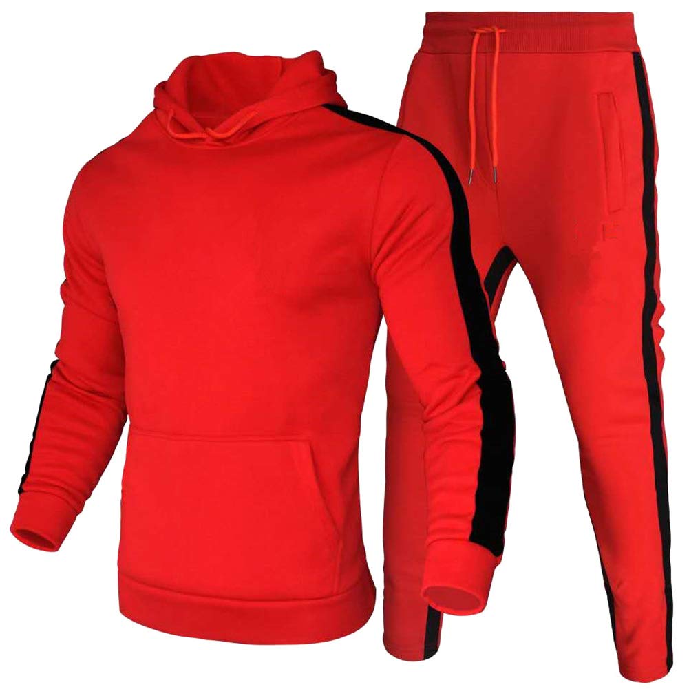 amropi Herren Trainingsanzug Jogginganzug Männer Kapuzenpullover und Jogginghose Sportanzug 6XL Rot,