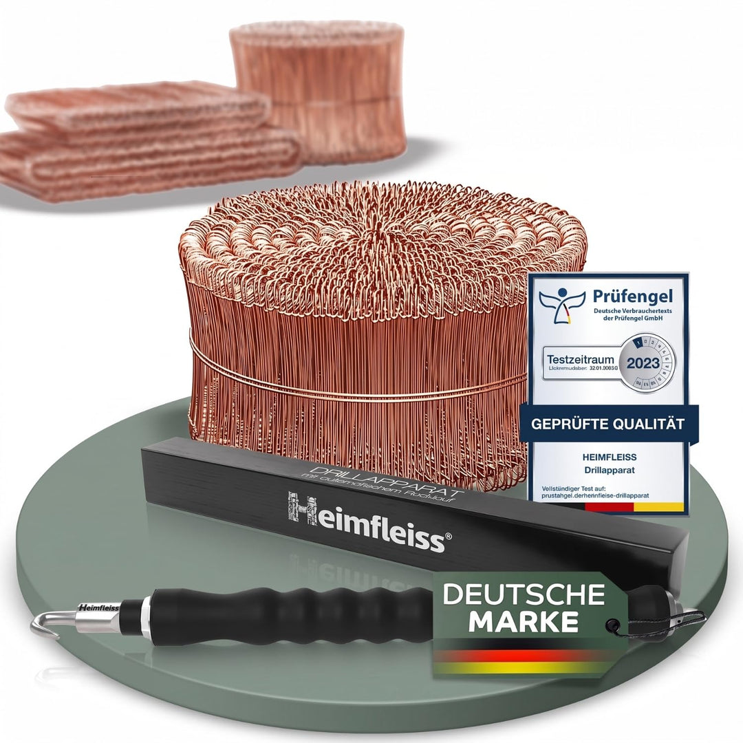 Heimfleiss® Drillapparat Driller + verkupfertem Rödeldraht 1,0 x 100-160 mm (1000 Stk) - hochwertige