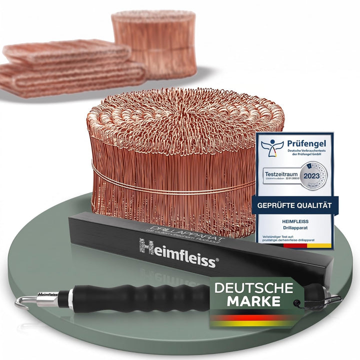 Heimfleiss® Drillapparat Driller + verkupfertem Rödeldraht 1,0 x 100-160 mm (1000 Stk) - hochwertige