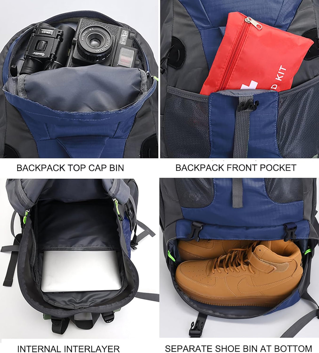 Bseash 50L Leichter wasserfester Wanderrucksack, Outdoor Sport Tagesrucksack Multifunktions Reisetas