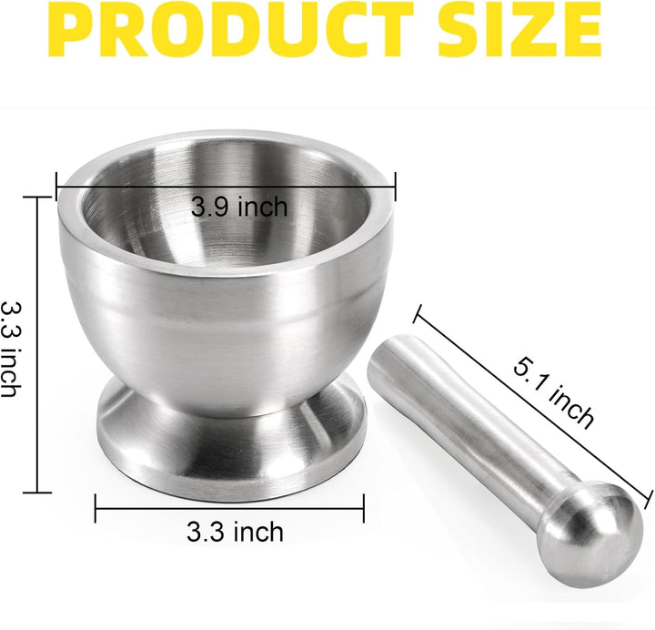 Bekith Mörser und Stössel Sets 18/8 Gebürsteter Edelstahl Gewürzmühle Pille Crusher Molcajete Kräute