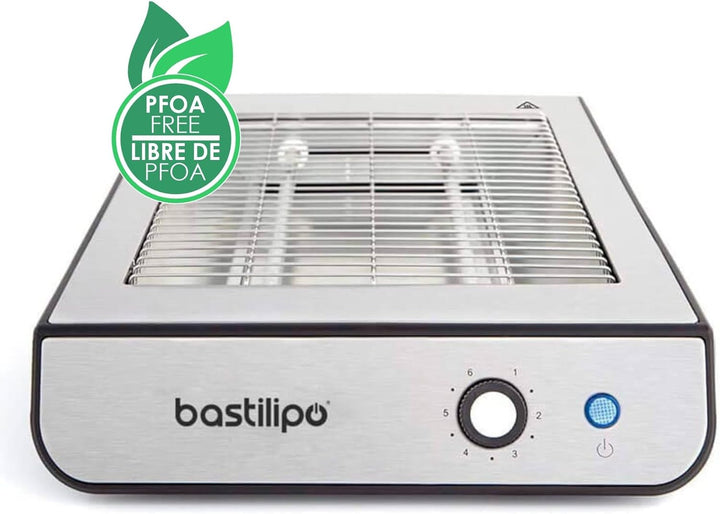 Bastilipo - Flachtoaster aus Edelstahl, 680 W, 2 Heizelemente, digitaler Timer, TPI-680, TPI-680