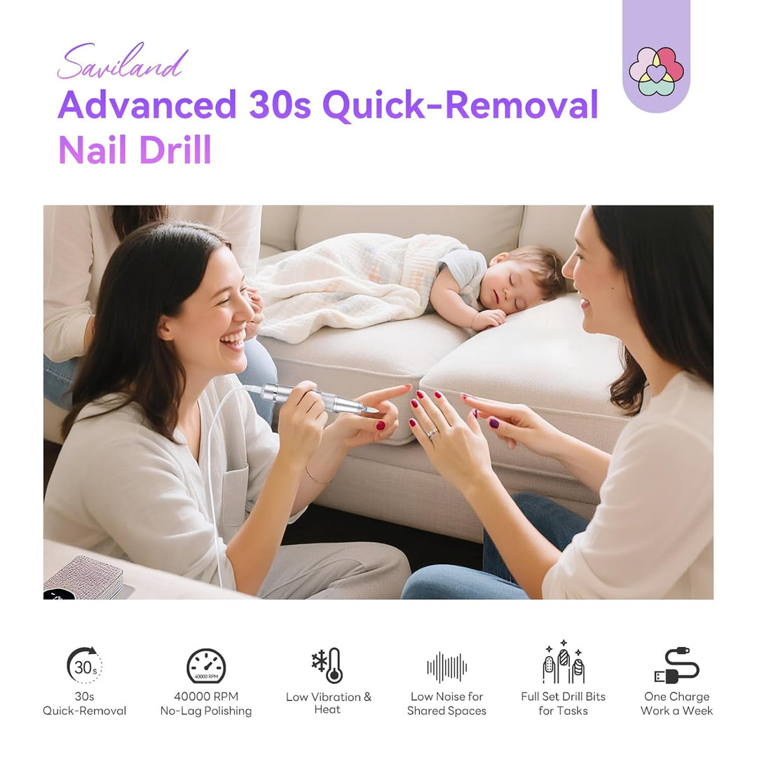 SAVILAND Advanced 30S Schnellentfernungs Nagelfräser Professionell 40000 U/min: Elektrische Nagelfei