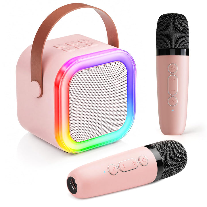 Karaoke Maschine für Kinder,Mini Karaoke Maschine mit 2 kabellosen Mikrofonen,Geburtstagsgeschenk fü