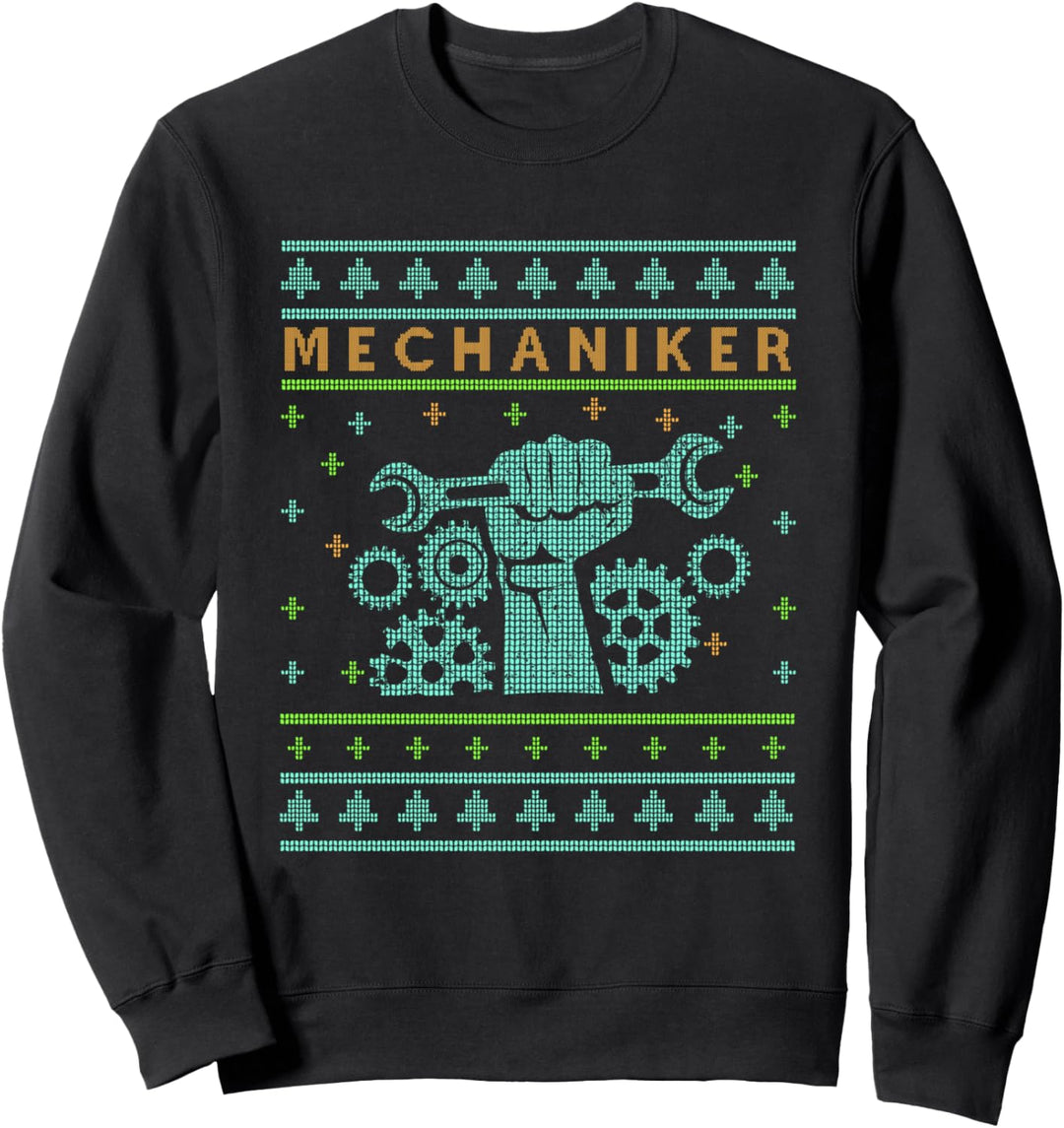 Ugly Mechaniker Werkstatt Weihnachtsmann Christmas Geschenk Sweatshirt