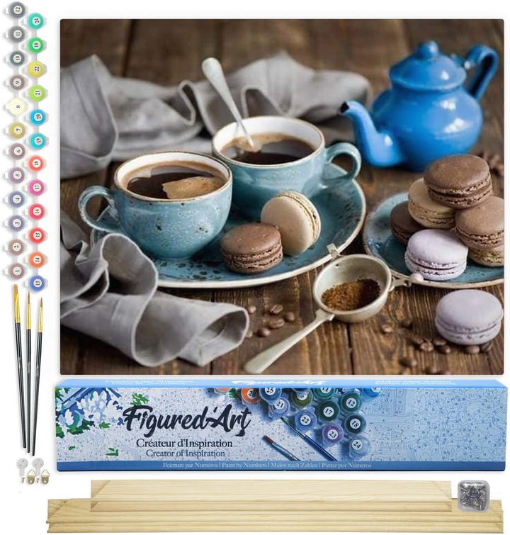 Figured'Art Malen Nach Zahlen Erwachsene Mit Rahmen Heisse Schokolade - Paint by Numbers Basteln DIY