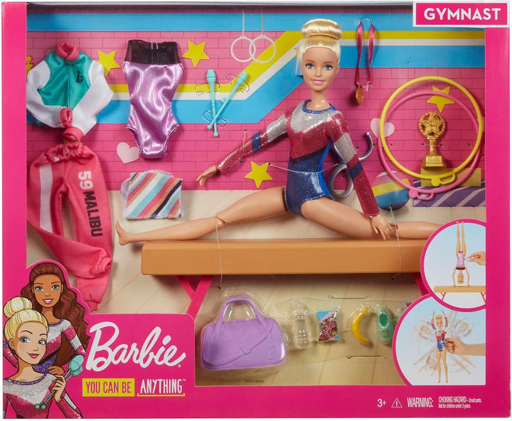 Barbie You Can Be Anything Series, Turnerin, Barbie-Puppe mit blonden Haaren, Schwebebalken, Turnbeu