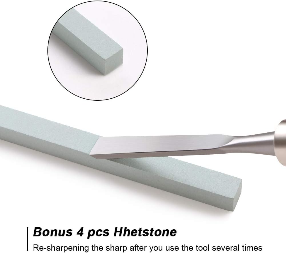 flintronic Stechbeitelsatz, 12-teilig Holzgriff & Werkzeyt, Holzmeisselset, Tranchiermesser Holzschn