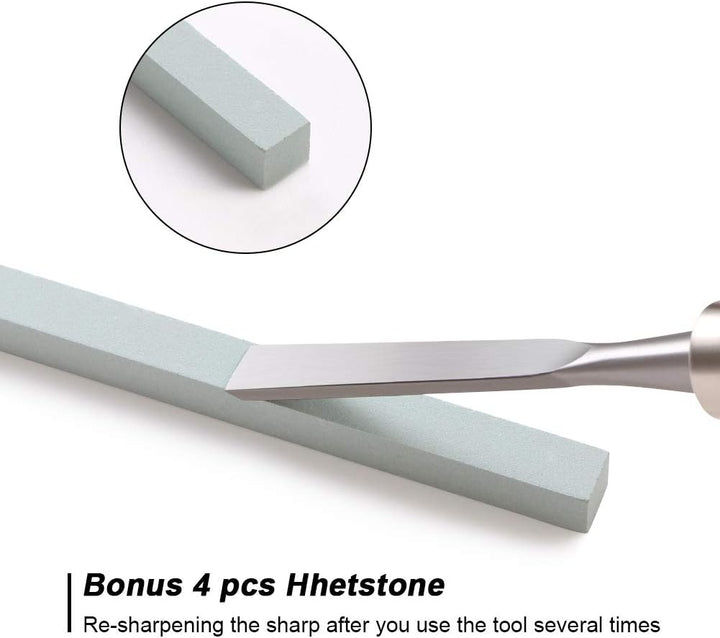 flintronic Stechbeitelsatz, 12-teilig Holzgriff & Werkzeyt, Holzmeisselset, Tranchiermesser Holzschn