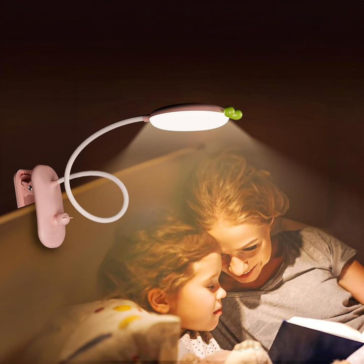 QJUZO Klemmleuchte Kinder Bett, LED Dimmbar Leselampe Buch Klemme USB Aufladbar Kinderzimmer Schreib