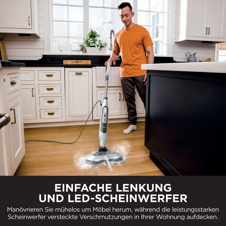 Shark Dampfreiniger, automatischer Dampfbesen mit Steam Blaster, 2 rotierende Power Pads, 3 Dampfstu