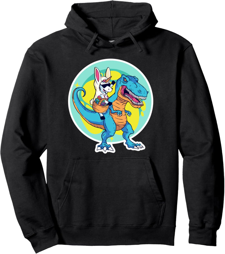 Unicorn Bunny Costume on a T Rex Dinosaur Happy Easter Kids Pullover Hoodie