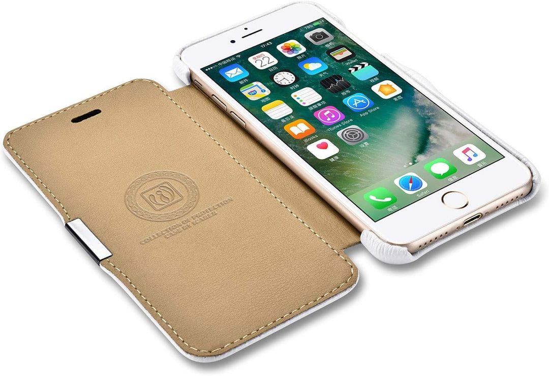 ICARER Tasche passend für Apple iPhone 6S und iPhone 6 (4,7 Zoll), Case Aussenseite aus Echt-Leder,