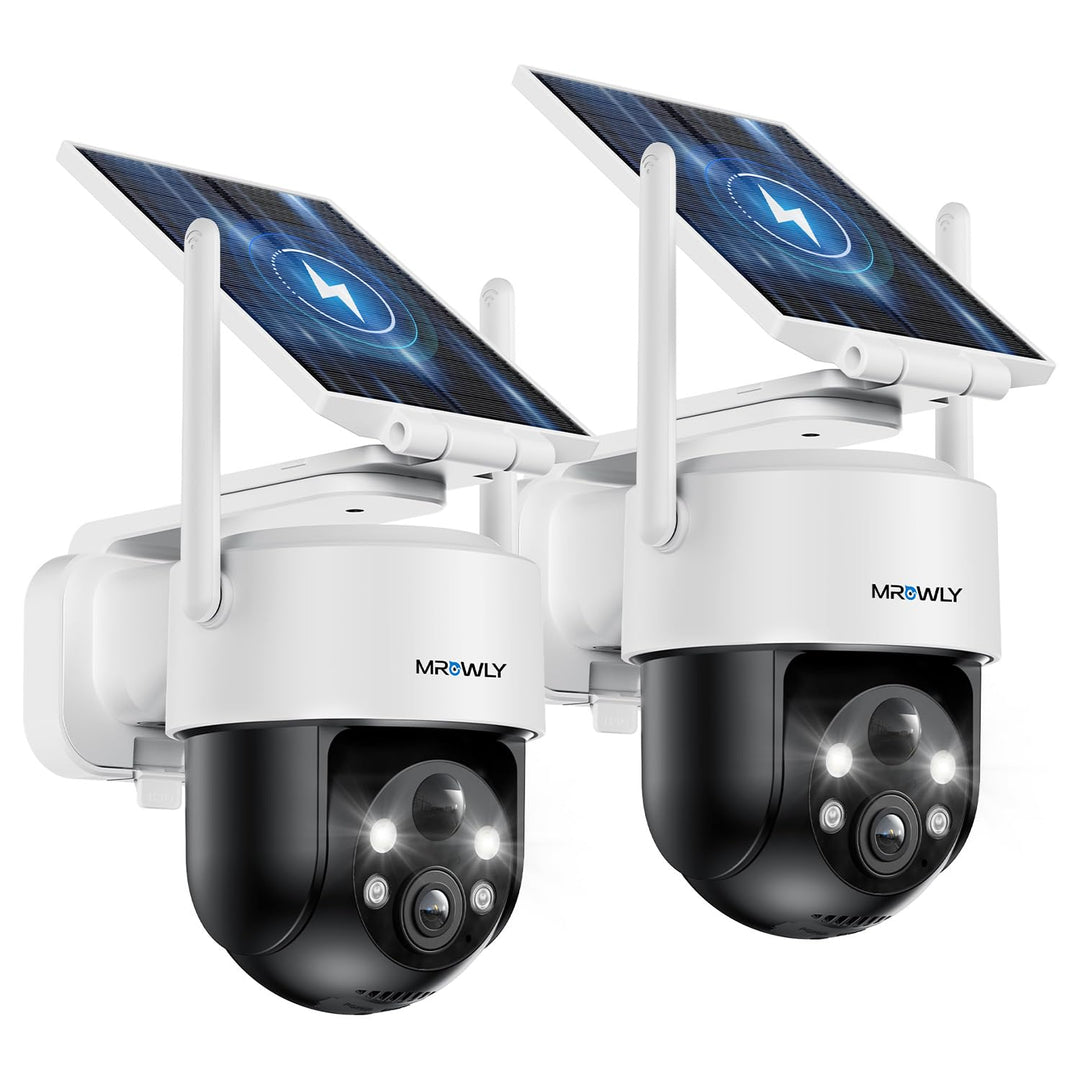 2K Überwachungskamera Aussen Solar, 2er Set, 360° PTZ WLAN | 2 Kameras für Eingang, Garten und Garag