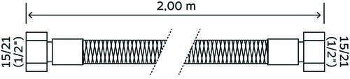 Somatherm B606-20 Schlauch aus Edelstahl für Erdgas, 2,0 m, Grau