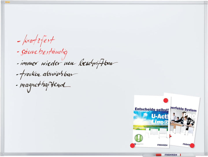 FRANKEN Whiteboard, Schreibtafel X-tra!Line, emailliert, magnetisch, beschreibbar, trocken abwischba