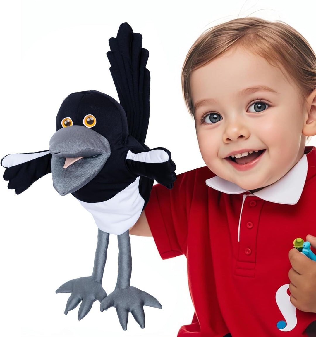 Steve und Maggie handpuppe – Maggie Magpie Hand Puppet for Kids 1+, Soft Bird Puppet for Pretend Pla