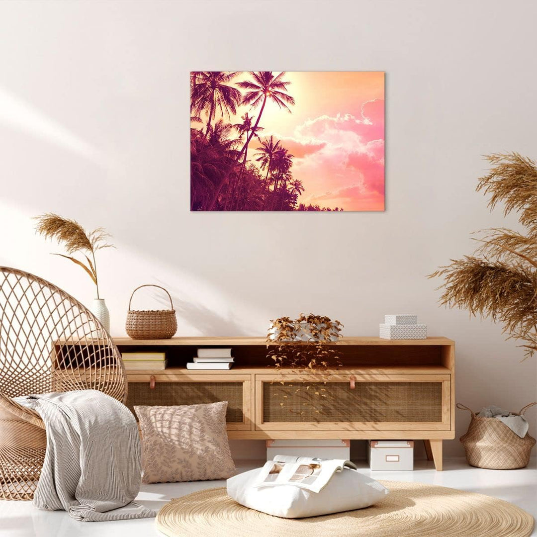 Bilder auf Leinwand palme dschungel Leinwandbild mit Rahmen 70x50cm Wandbilder Dekoration Wohnzimmer