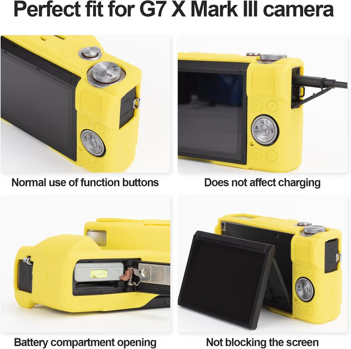 Rieibi Silikon-Schutzhülle für Canon G7X Mark III Hülle, G7X Mark III Zubehör mit 2 Stück Displaysch