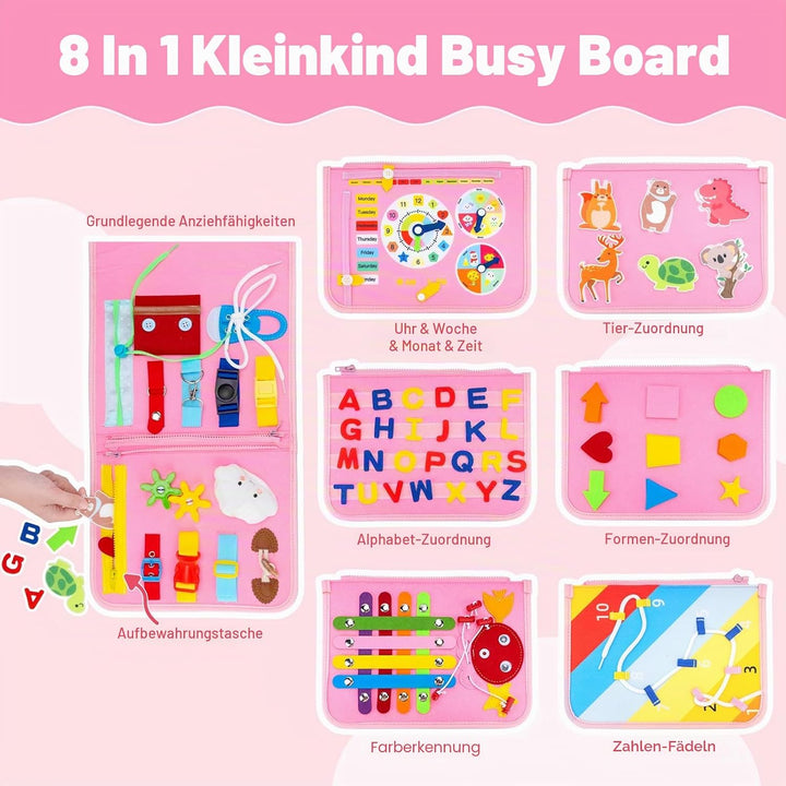 Funsland Busy Board Montessori Spielzeug, Kleinkind Quiet Book Activity Board Auto Flugzeug Reisespi