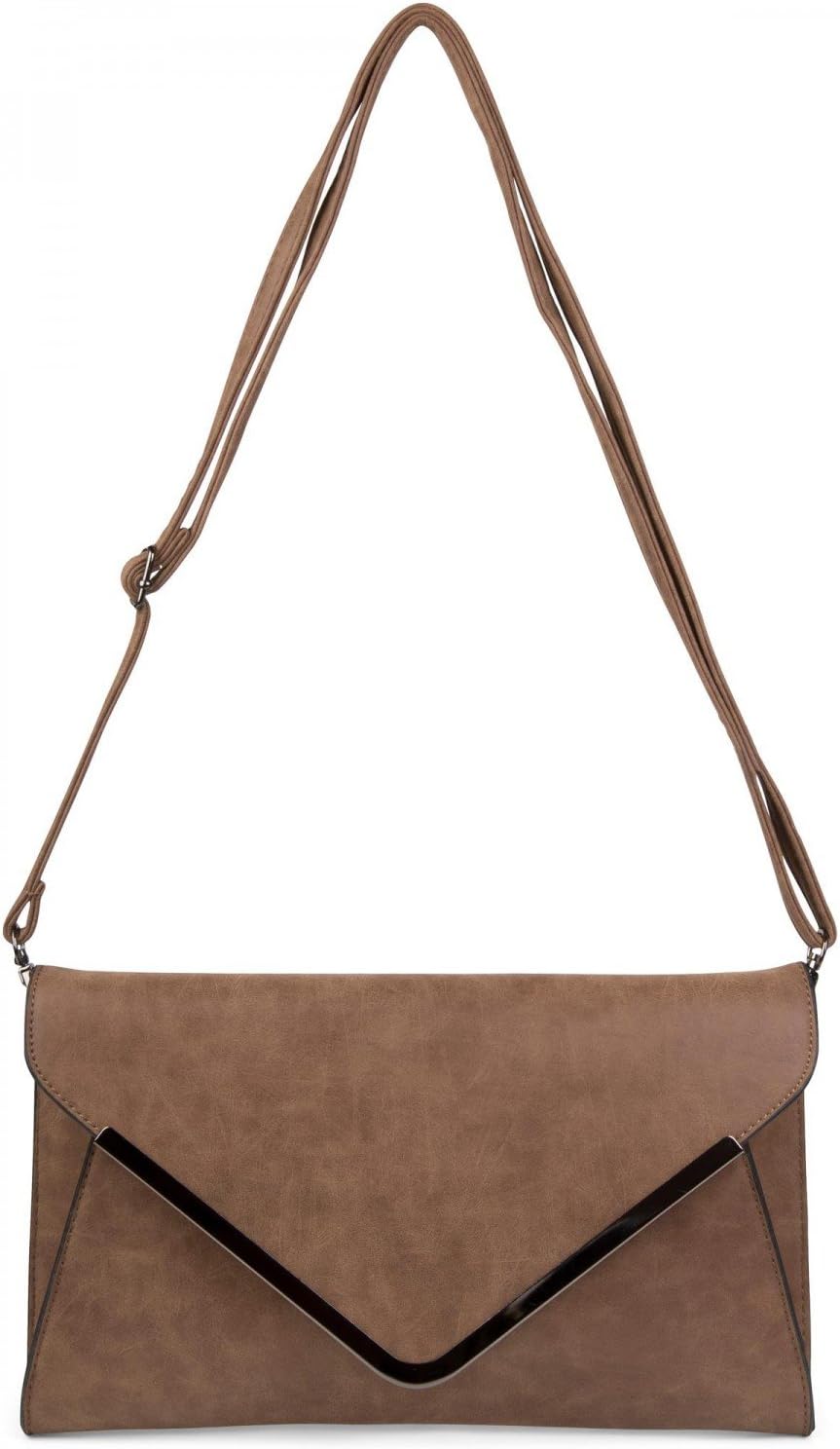 styleBREAKER Envelope Clutch, Abendtasche im Kuvert Design mit Schulterriehmen und Trageschlaufe, Da